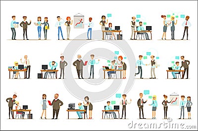 Big Boss Managing And Supervising The Work Of Office Employees Set Of Top Manager And Workers Illustrations Vector Illustration