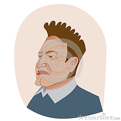 Big boss unhappy avatar portrait Vector Illustration
