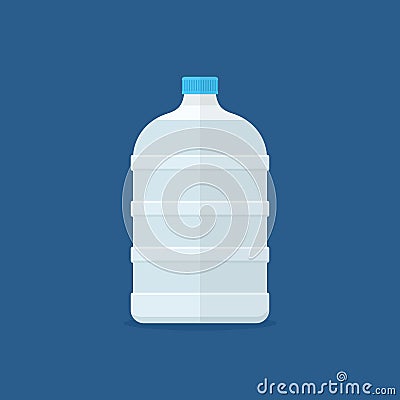 Big bottle waterfor cooler in flat style isolated on blue background. Vector Illustration