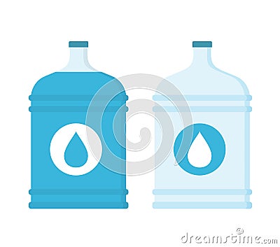 Big Bottles with Water Vector Illustration