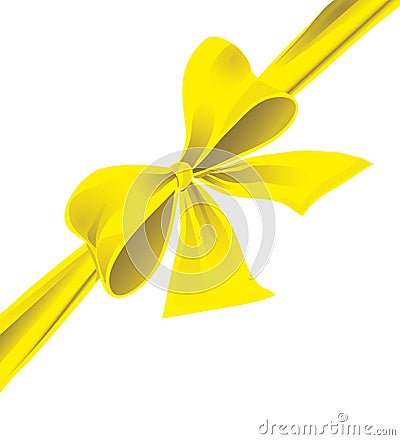 Big bow of yellow ribbon Vector Illustration