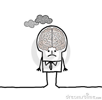 Big brain man & pollution Vector Illustration
