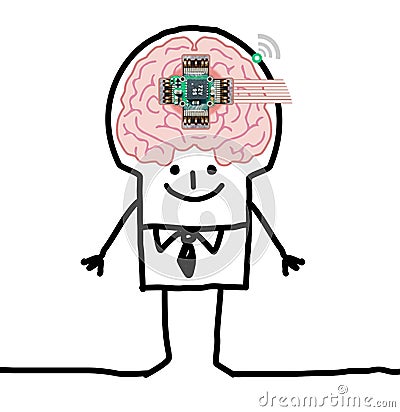 Big Brain Man - technologic human Stock Photo