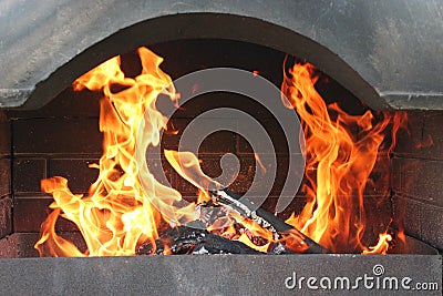 Big brazier with burning fire Stock Photo