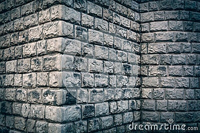 Big brick wall grunge corner background Stock Photo