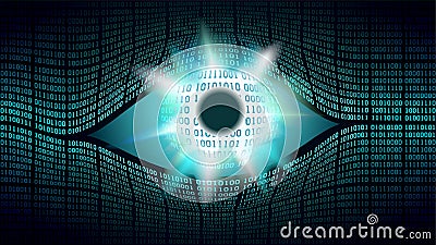 Big brother electronic eye concept, technologies for the global surveillance, security of computer systems Vector Illustration