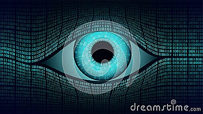 Big brother electronic eye concept, technologies for the global surveillance, security of computer systems and networks Vector Illustration