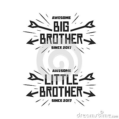 Big brother little brother typography print. Vector vintage illustration. Vector Illustration