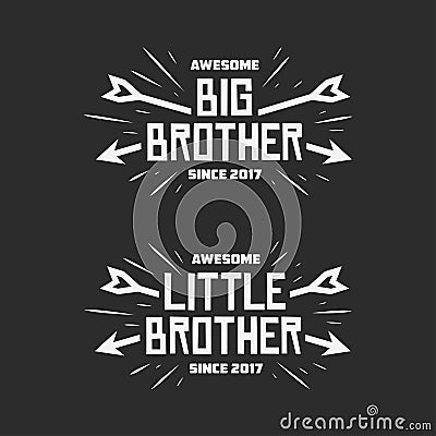 Big brother little brother typography print. Vector vintage illustration. Vector Illustration