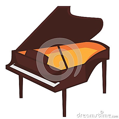 Big brown piano with open top illustration Vector Illustration