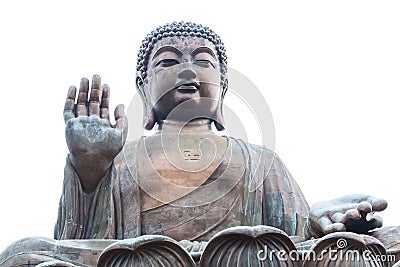 Big Buddha closeup statue in Hong Kong Stock Photo