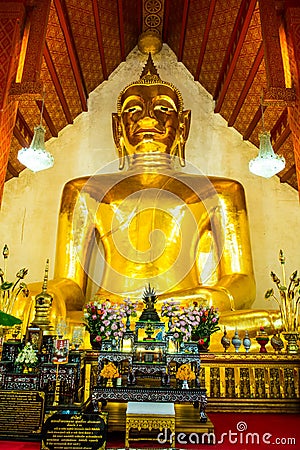 Big buddha statue in Si Khom Kham temple at Phayao province Editorial Stock Photo