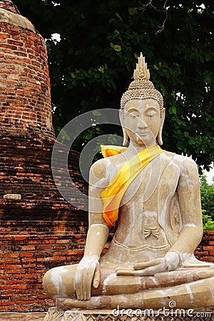 Big buddha in Wat Yai Chaimongkol, Ayutthaya Stock Photo