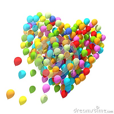 Big bunch of balloons. Heart shape. Stock Photo