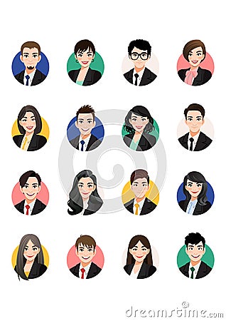 Big bundle of business people avatars. Set of male and female portraits. Men and women avatar characters. User pic vector Vector Illustration