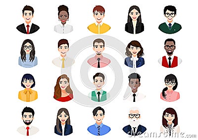 Big bundle of different people avatars. Set of male and female portraits. Men and women avatar characters. Vector Illustration