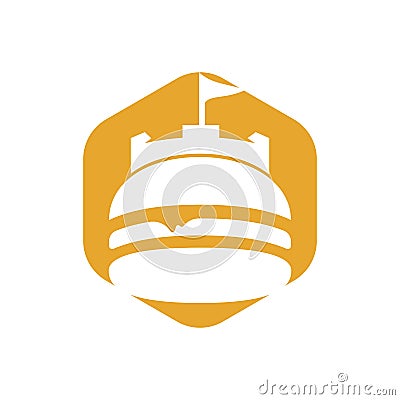 Burger castle vector logo design. Fort burgher logo design. Vector Illustration