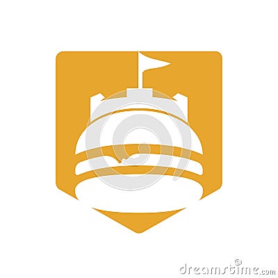 Burger castle vector logo design. Fort burgher logo design. Vector Illustration