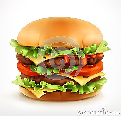 Big burger, vector icon Vector Illustration