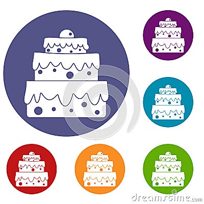 Big cake icons set Vector Illustration