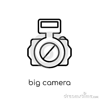 Big Camera icon. Trendy modern flat linear vector Big Camera icon on white background from thin line hardware collection Vector Illustration