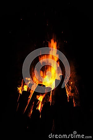 A big campfire at night Stock Photo