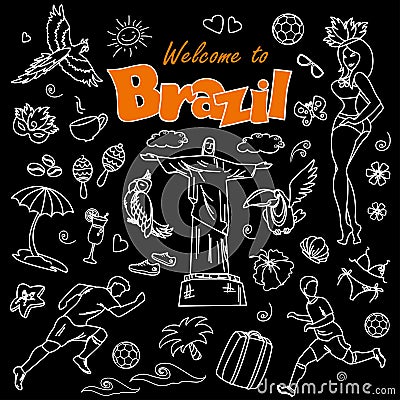 Big cartoon set of Brazilian templates Vector Illustration