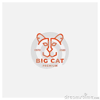 Big cat outline minimalist cute head face logo design Vector Illustration