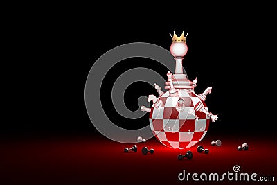 Big changes. The new ruler. Elite Society chess metaphor. 3D r Cartoon Illustration