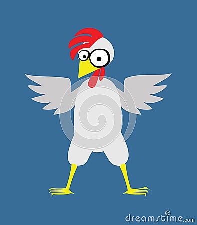 Big chicken with a red crest Vector Illustration
