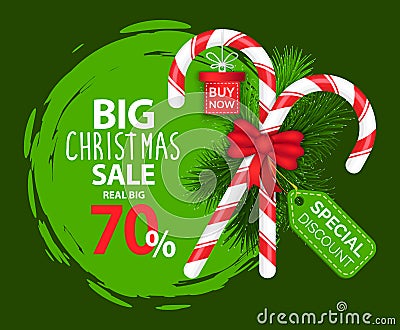 Big Christmas Sale 70 Percent Off Promotion Banner Vector Illustration