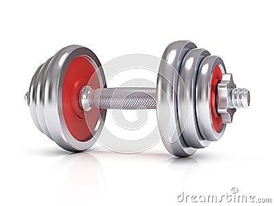 Big chrome dumbells Stock Photo