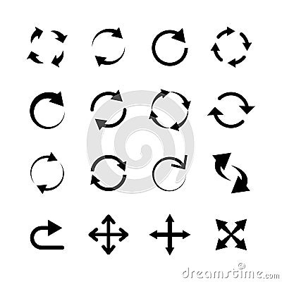 Big circle arrow set. Pictogram refresh reload. Element for websites. Vector illustration Vector Illustration