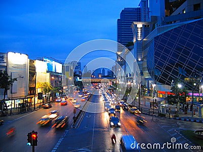 Big city night traffic Stock Photo