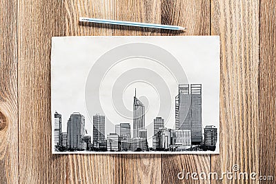 Big city skyline pencil draw Stock Photo