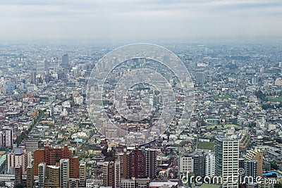 Big City Urban Downtown Background, Tokyo, Japan Stock Photo