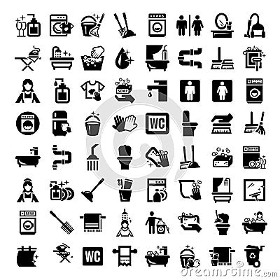 Big cleaning icons set Vector Illustration