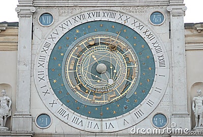 Big clock in Piazza dei Signori in Padua in the Veneto (Italy) Stock Photo