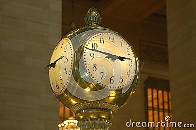 Big clock in the train station Stock Photo