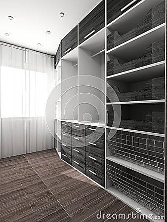 Big closet in home interior Stock Photo