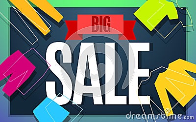 Big clothes sale banner design. Vector Illustration