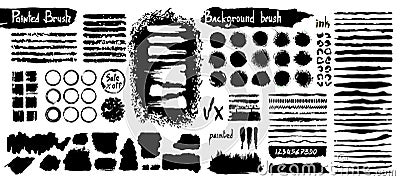 Big collection of black paint, ink brush strokes, brushes, lines, grungy. Dirty artistic design elements, boxes, frames. Vector il Vector Illustration