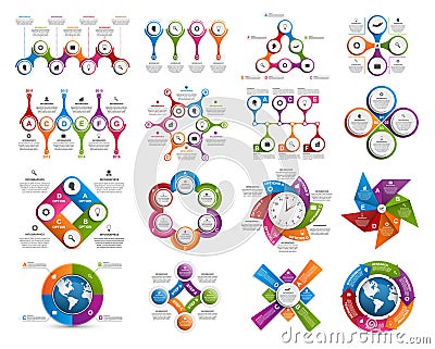 Big collection of colorful infographics. Design elements. Vector Illustration