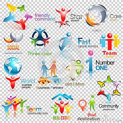 Big collection of people vector logos. Business Social Corporate Identity. Human icons Design illustration Vector Illustration