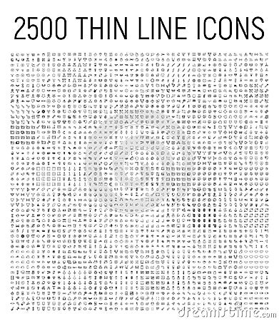 Big collection of 25 sets thin line icon. Vector Illustration