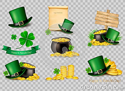 Big collection of St. Patrick`s Day related icons. Vector Illustration