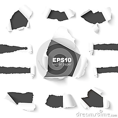 Big collection of torn paper Vector Illustration