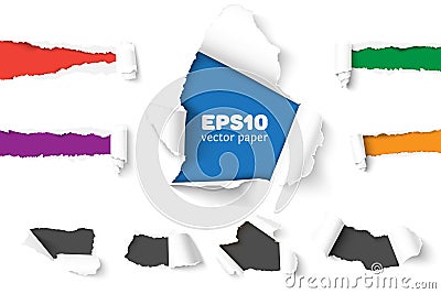 Big collection of torn paper Vector Illustration