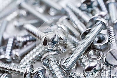 A Big Collection Of Various Iron Screws and Bolt Nuts #3 Stock Photo