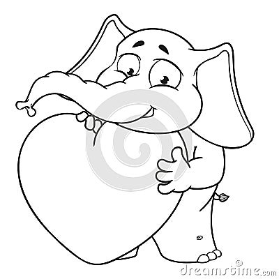 Big collection vector cartoon characters of elephants on an isolated background. He is in love, he has a big heart Vector Illustration